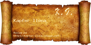 Kapfer Ilona névjegykártya